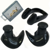 Комплект для плавания беруши и зажим для носа Sportex C33425-2 черные