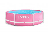 Каркасный бассейн 244х76см Intex Metal Frame Pink (фильтр) 28292 розовый