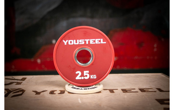 Диск 2,5кг, каучук, тренировочный, красный YouSteel 600_380