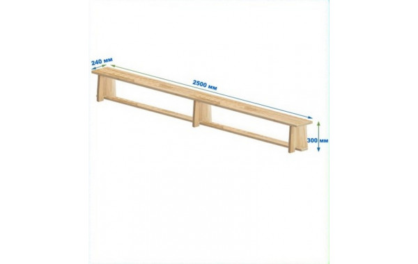 Скамейка гимнастическая 2500мм (щит.сосна) ножки дерево Dinamika 600_380
