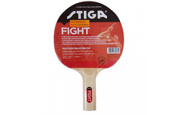 Ракетка для настольного тенниса Stiga Fight Red, 184001, для любителей, накладка 1,5 мм ITTF, прямая ручка 600_380
