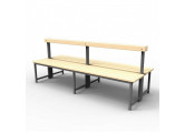 Скамейка для раздевалок со спинкой, двойная (пластик 30 мм) 150x70х80см Gefest SRSD 150/75/80