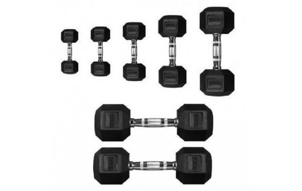 Гантель 17,5кг Perform Better Rubber Encased Hex Dumbbells 4137-17,5\BK-17-00 600_380