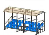 Трибуна для зрителей 3 ряда на 26 мест с навесом и перилами Spektr Sport