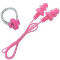 Набор для плавания беруши на шнурке и зажим для носа Sportex B31576 розовый