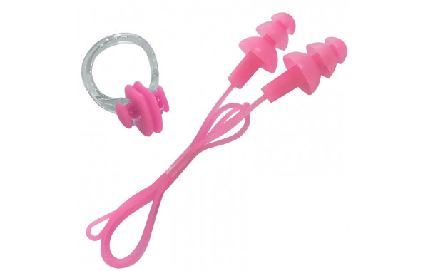 Набор для плавания беруши на шнурке и зажим для носа Sportex B31576 розовый 600_380