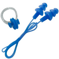 Набор для плавания беруши на шнурке и зажим для носа Sportex B31576 синий