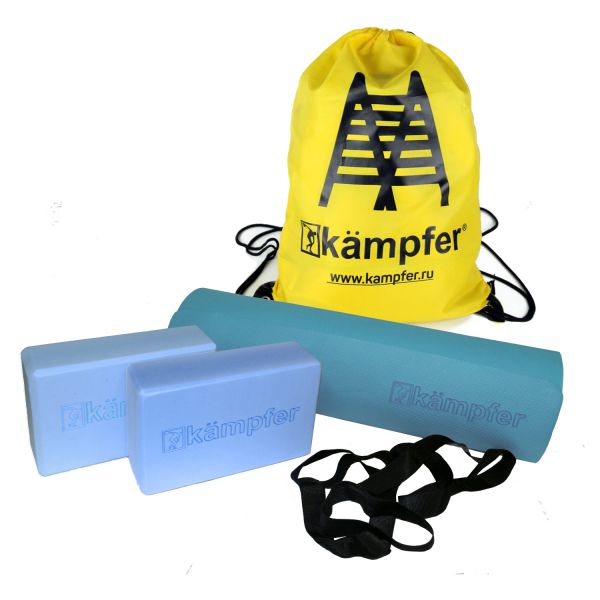 Комбо-набор для йоги Kampfer Combo Blue (голубой/желтый) 19193 600_600