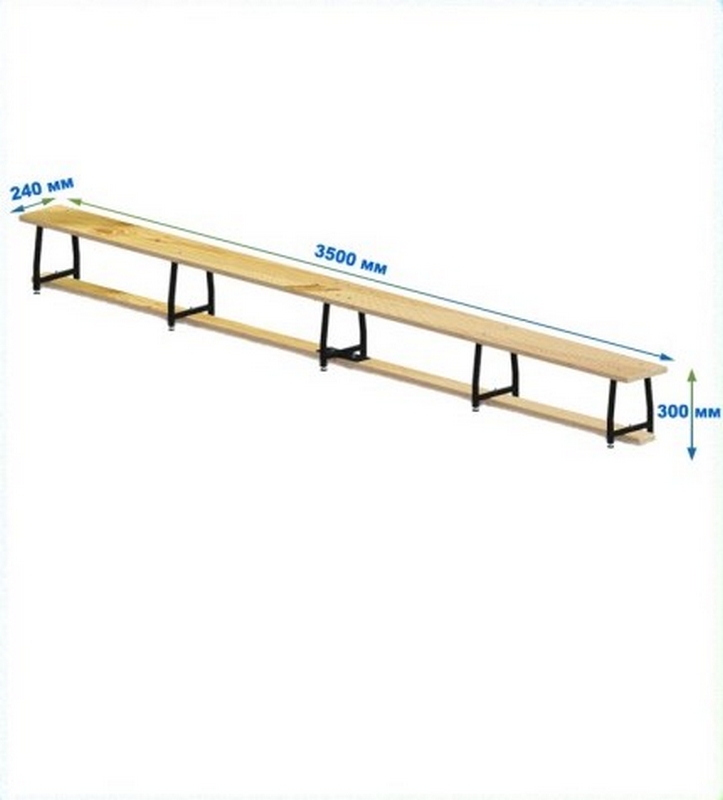 Скамейка гимнастическая 3500мм (щит дерево) ножки метал с РО Dinamika 723_800