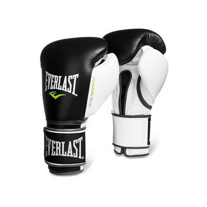 Перчатки тренировочные Everlast Powerlock 18oz 2200857 черный\белый\зеленый 800_800