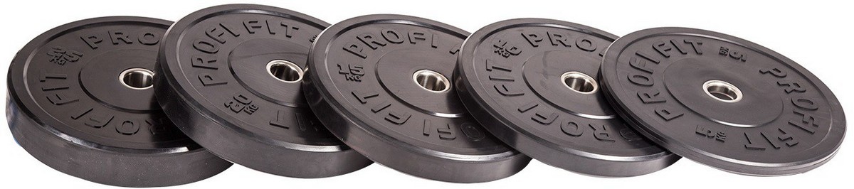 Диск для штанги каучуковый, черный, d51 15кг Profi-Fit 1200_266