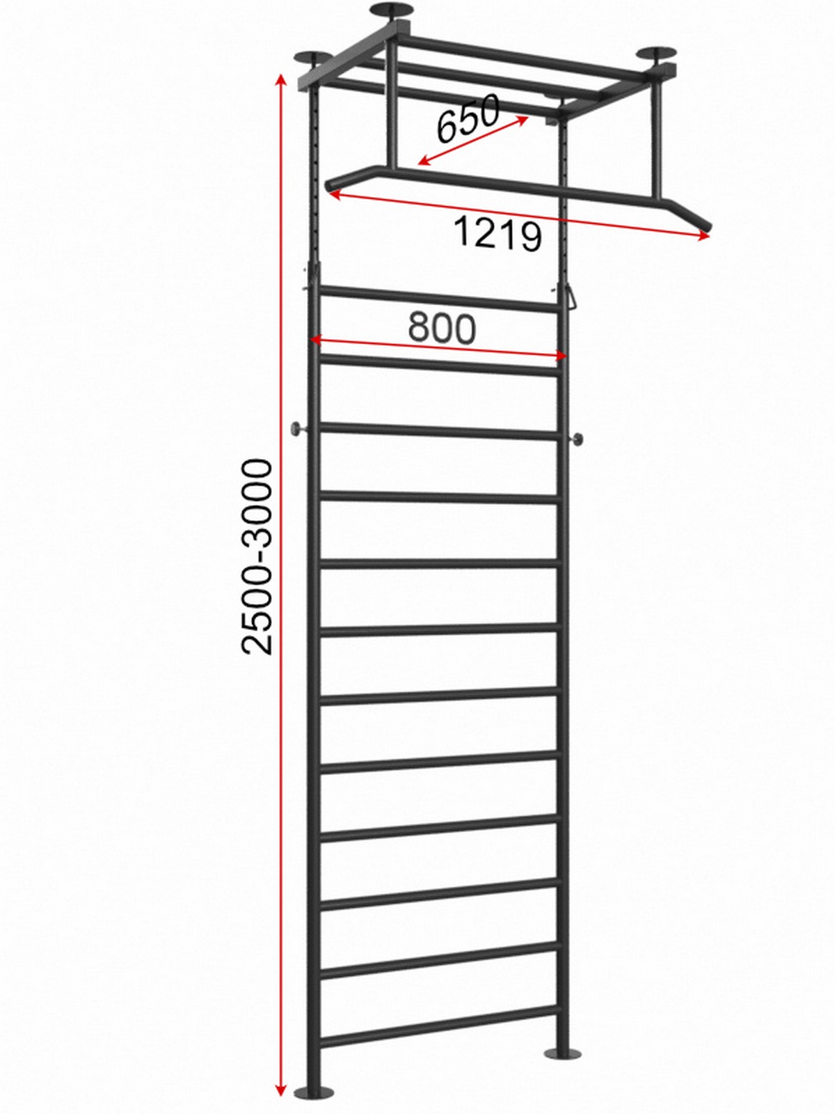 Шведская стенка враспор с регулировкой высоты (тип 3) Glav 1200_1600