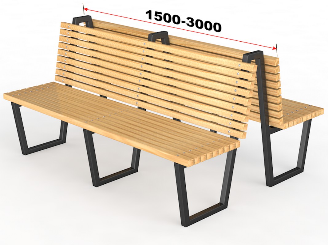 Уличная скамейка со спинкой "Близнецы", длина 2500 мм Glav 14.6.900-2500 1067_800